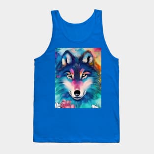 Colorful Wolf Face Tank Top